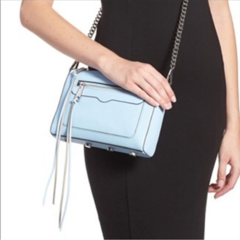 REBECCA MINKOFF light blue leather crossbody bag